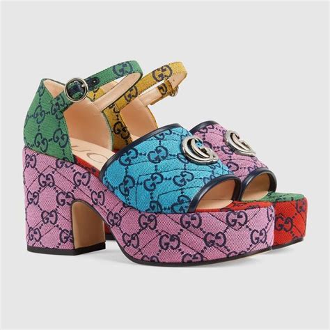 gucci womens platform sandals|gucci platform sandals colorful.